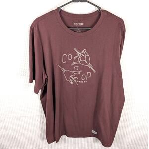 Co-op Cycles XL Shirt Men's Maroon Graphic Tee Organic Cotton REI Bike Made USA